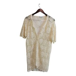 Vintage‎ CARNALION Hand Crocheted Cardigan Lace Doiley